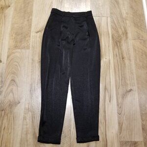 HM New Womens Dress Pant Sz 2 High Waist Pleated Tapered Cuffs NWT Black Shimmer